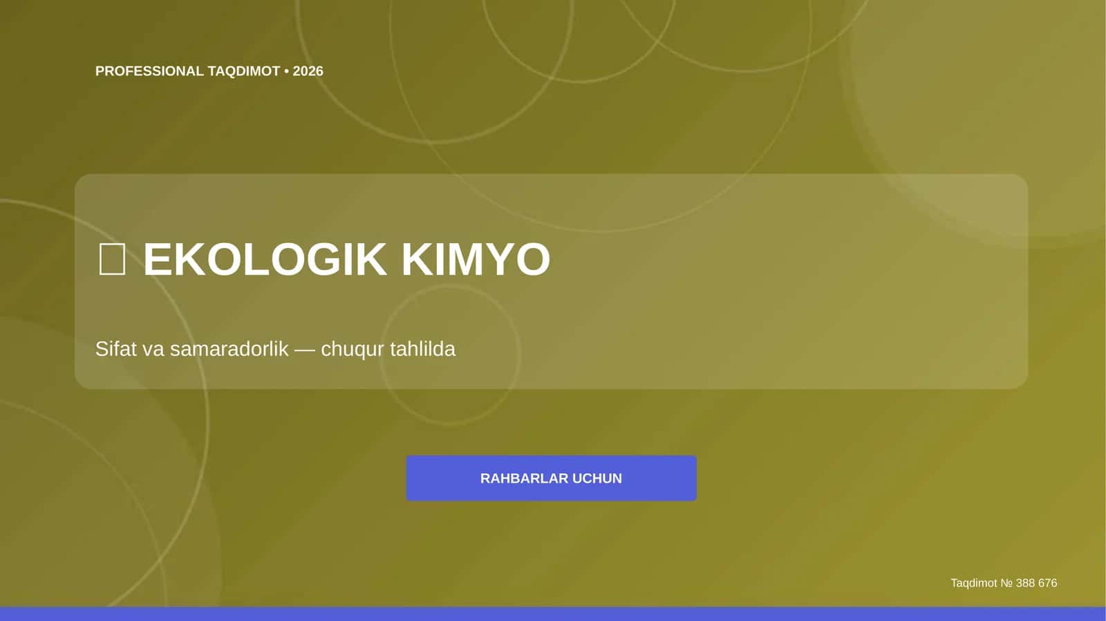 Ekologik Kimyo: Sifat va Samaradorlik