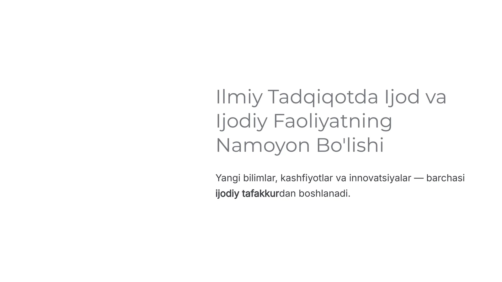 Ijod va Ijodiy Faoliyatning Namoyon Bo'lishi