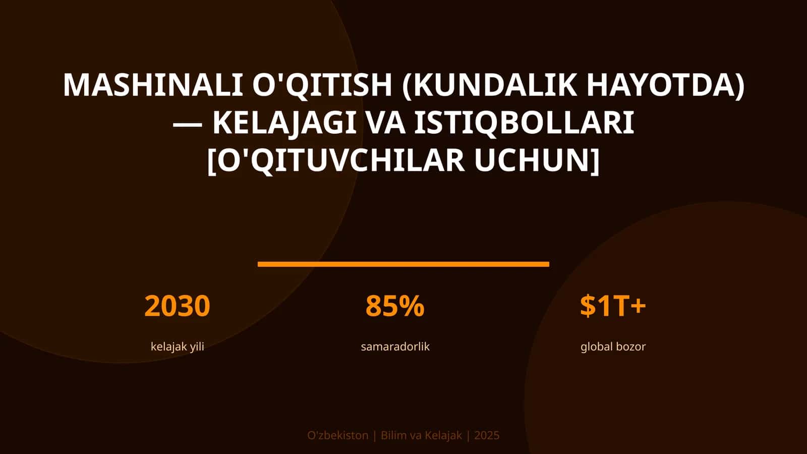 MASHINALI O'QITISH (KUNDALIK HAYOTDA) — KELAJAGI VA ISTIQBOLLARI [O'QITUVCHILAR UCHUN]