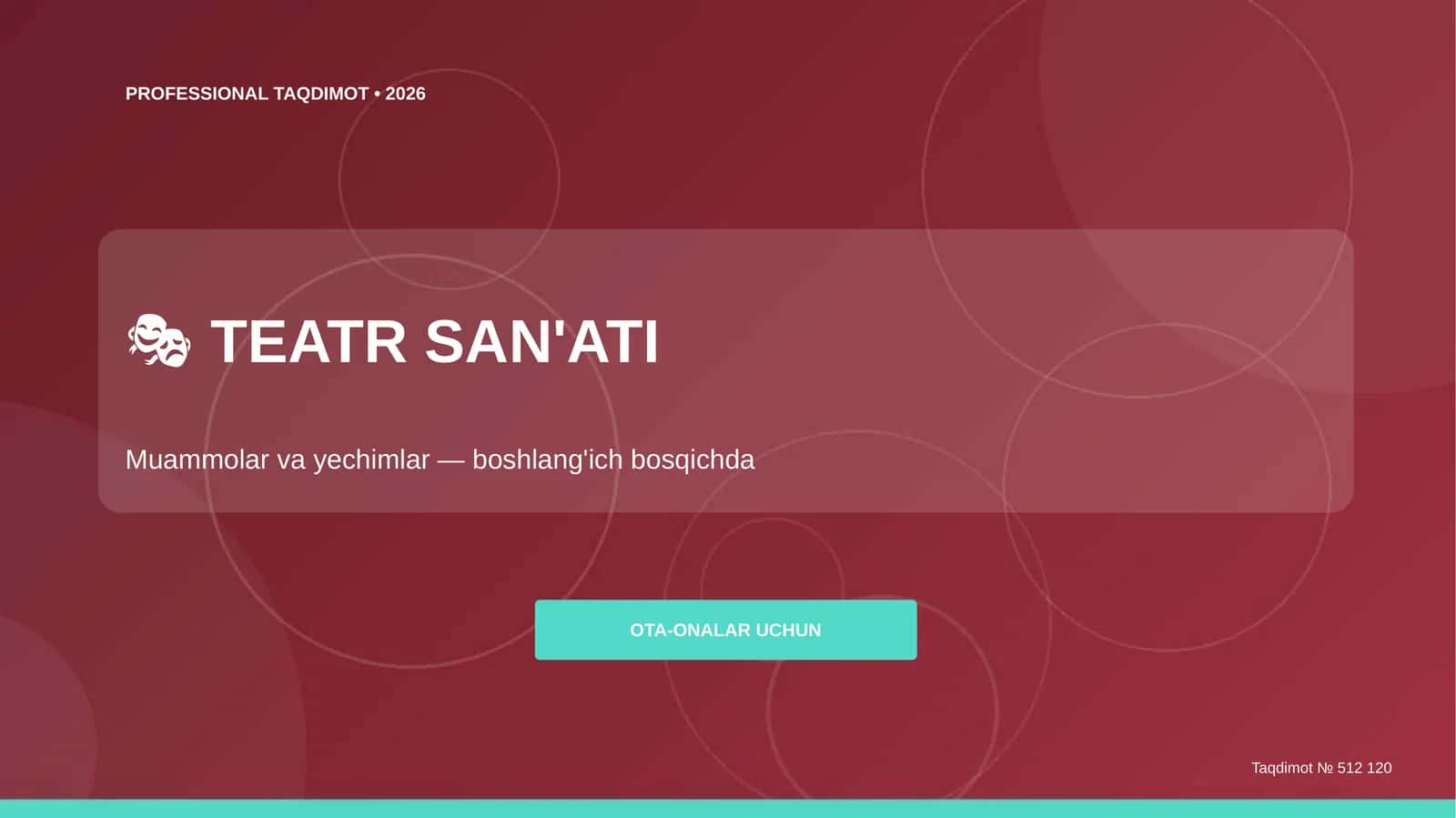 TEATR SAN'ATI Muammolar va yechimlar