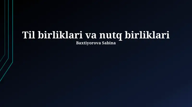 Til va Nutq Birliklari