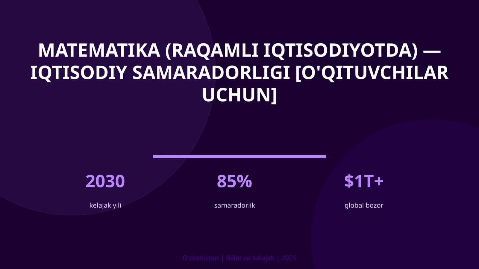 Matematika (raqamli iqtisodiyotda) — iqtisodiy samaradorligi [o'qituvchilar uchun]