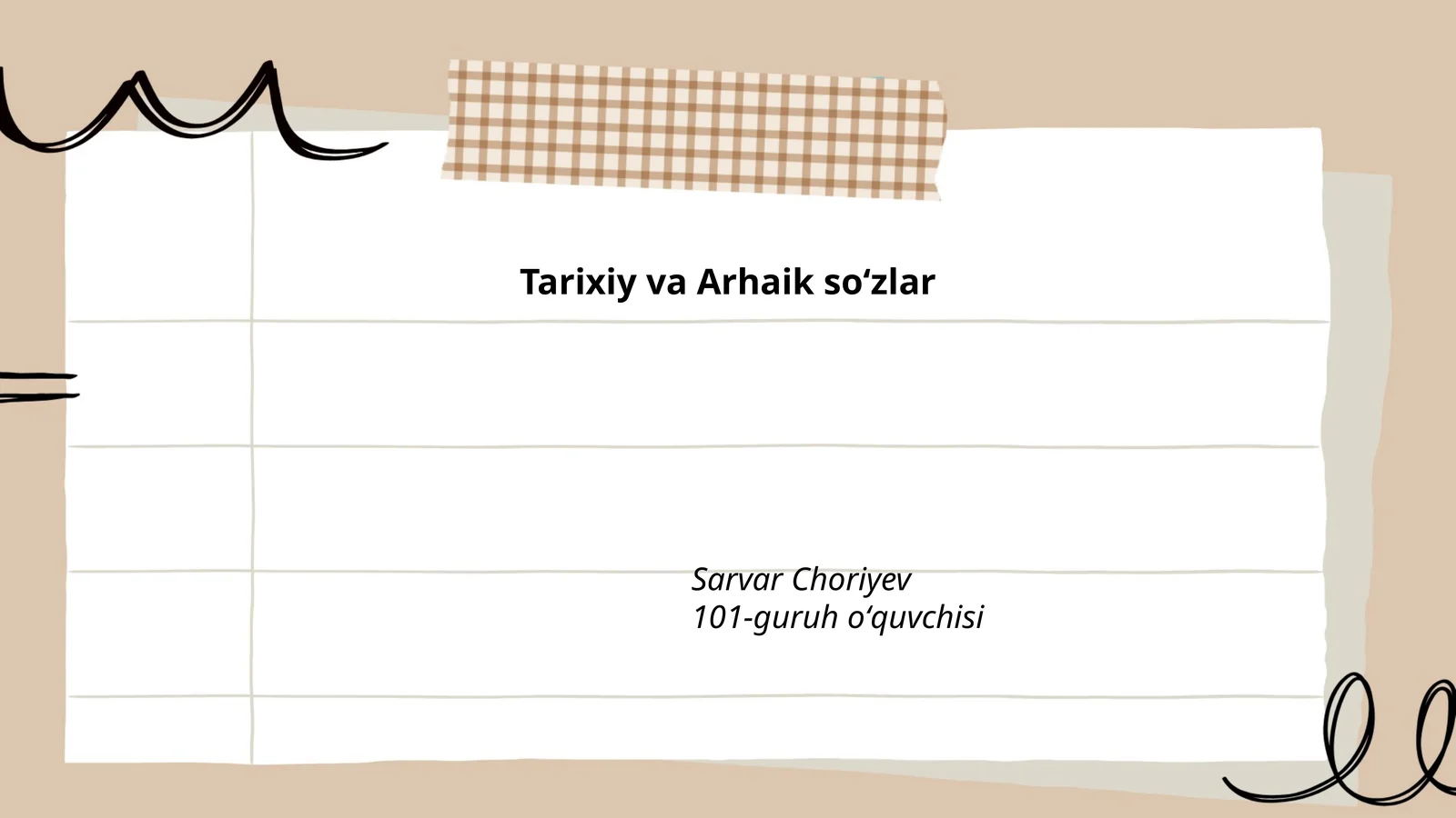 Tarixiy va Arhaik soʻzlar