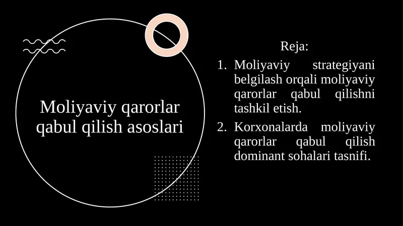 Moliyaviy qarorlar qabul qilish asoslari