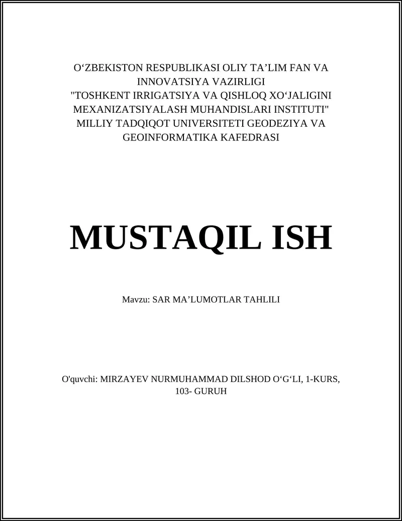 SAR maʼlumotlarining asosiy printsiplari va fizikasi