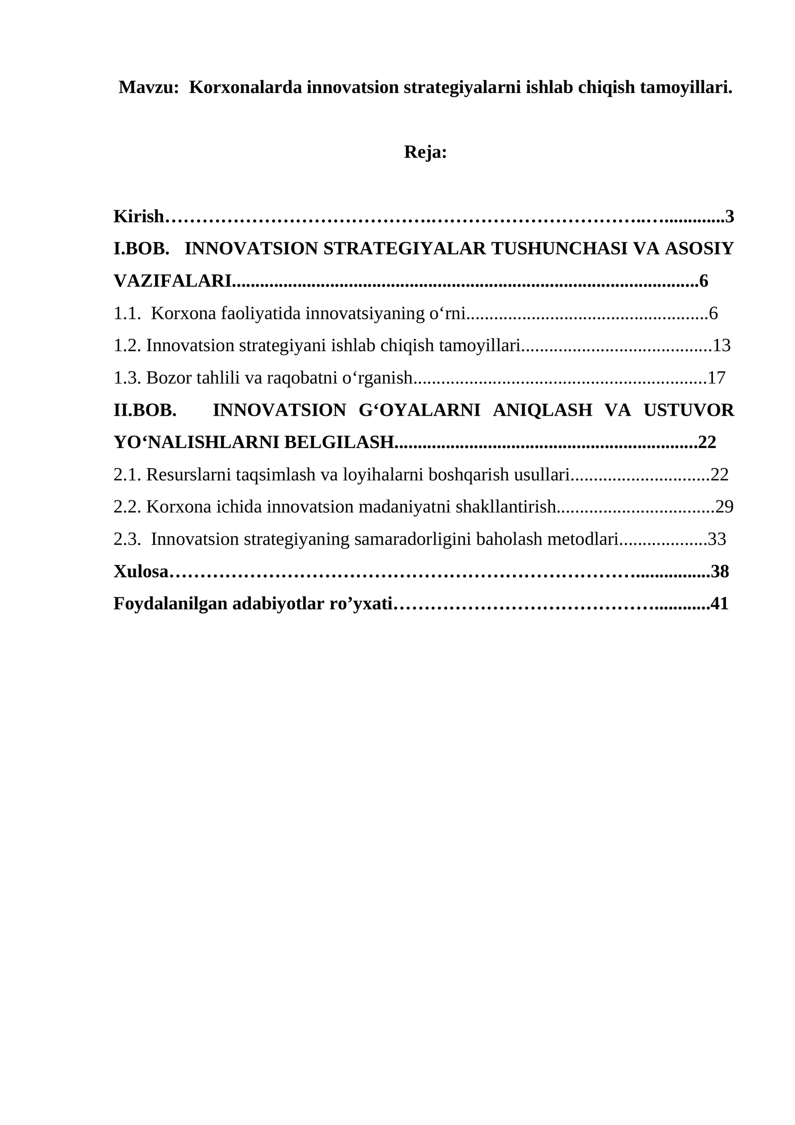Korxonalarda innovatsion strategiyalarni ishlab chiqish tamoyillari