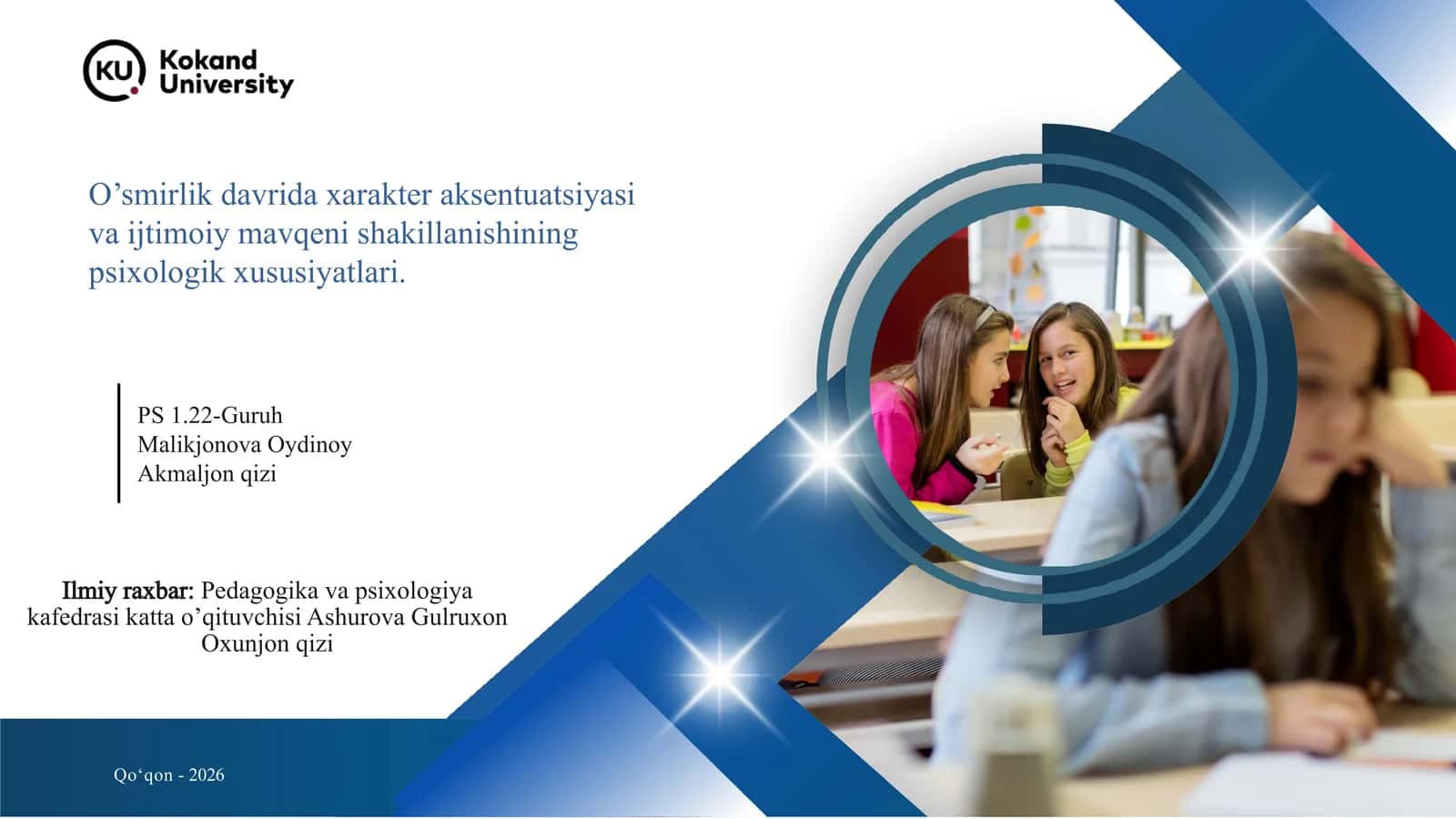 O’smirlik dаvridа xаrаkter аksentuаtsiyаsi vа ijtimoiy mаvqeni shаkillаnishining psixologik xususiyаtlаri