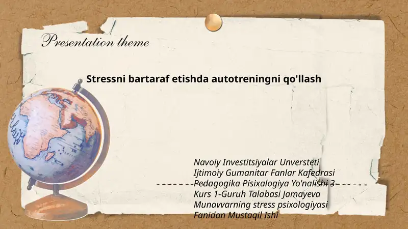 Stressni bartaraf etishda autotreningni qo'llash