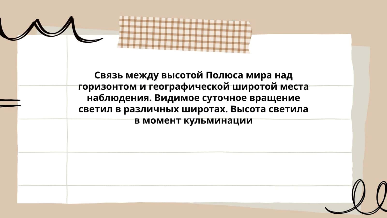 Связь между высотой Полюса мира