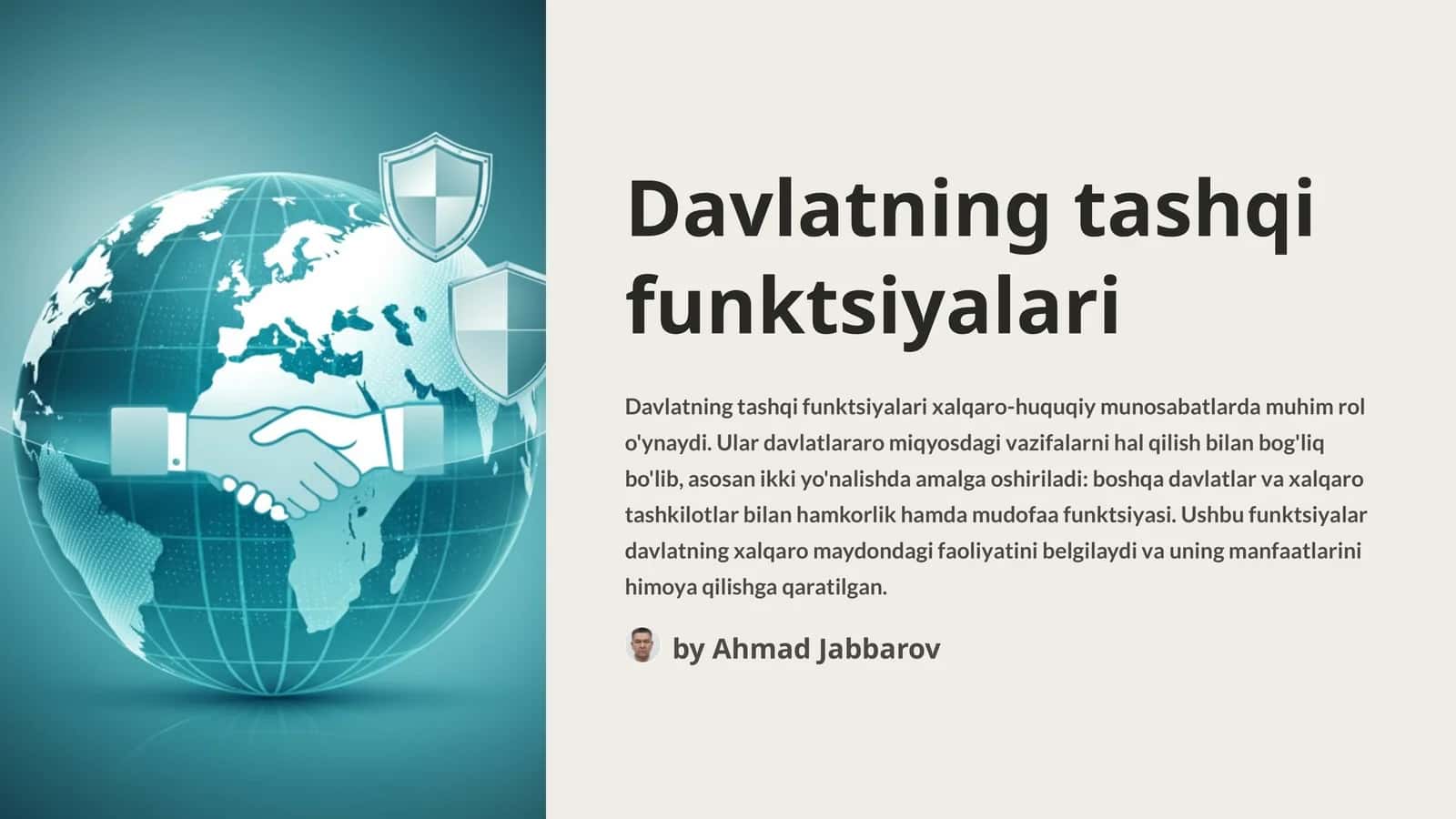 Davlatning tashqi funktsiyalari