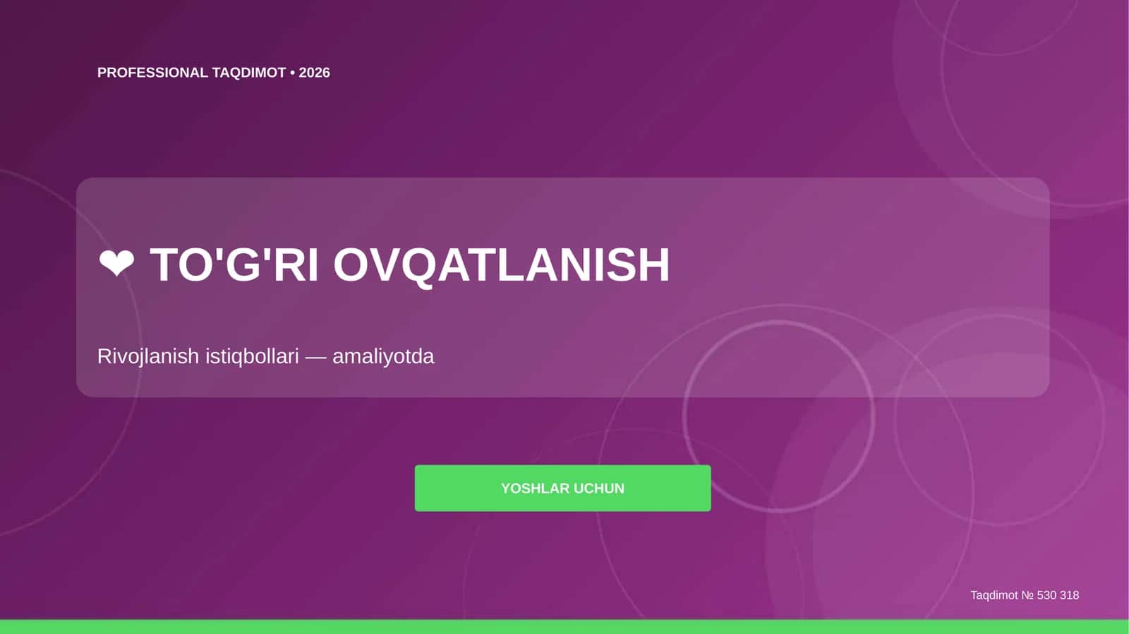 TO'G'RI OVQATLANISH