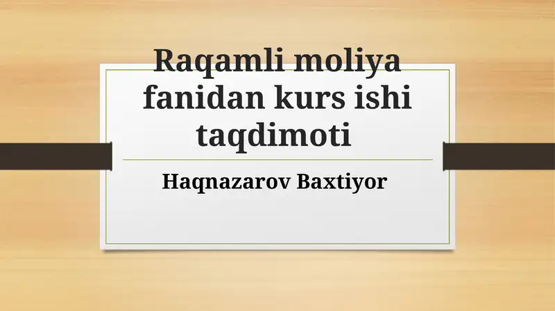 Raqamli Moliya Aktivlari