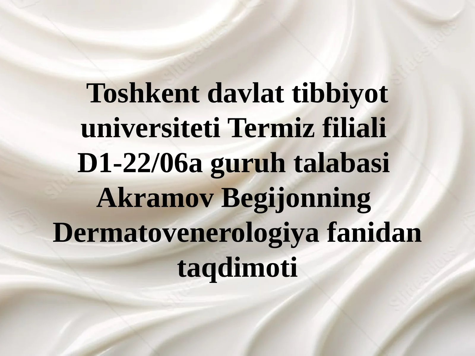 Dermatovenerologiya fanidan Seboreya va Pushti rangli xusn buzargalarning davolash usullari