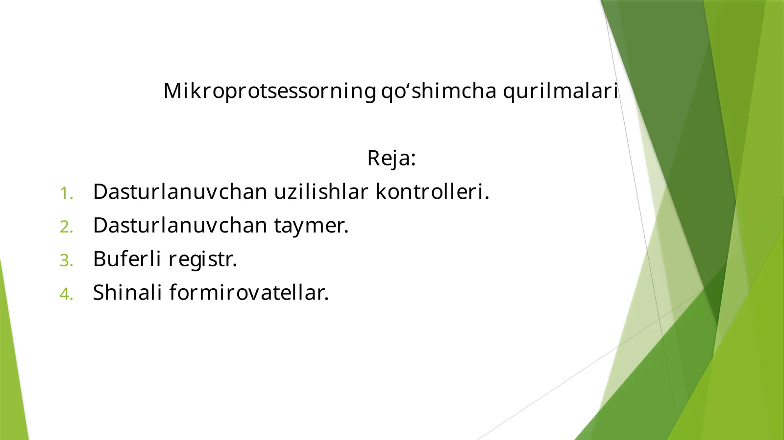 Mikroprotsessorning qo‘shimcha qurilmalari