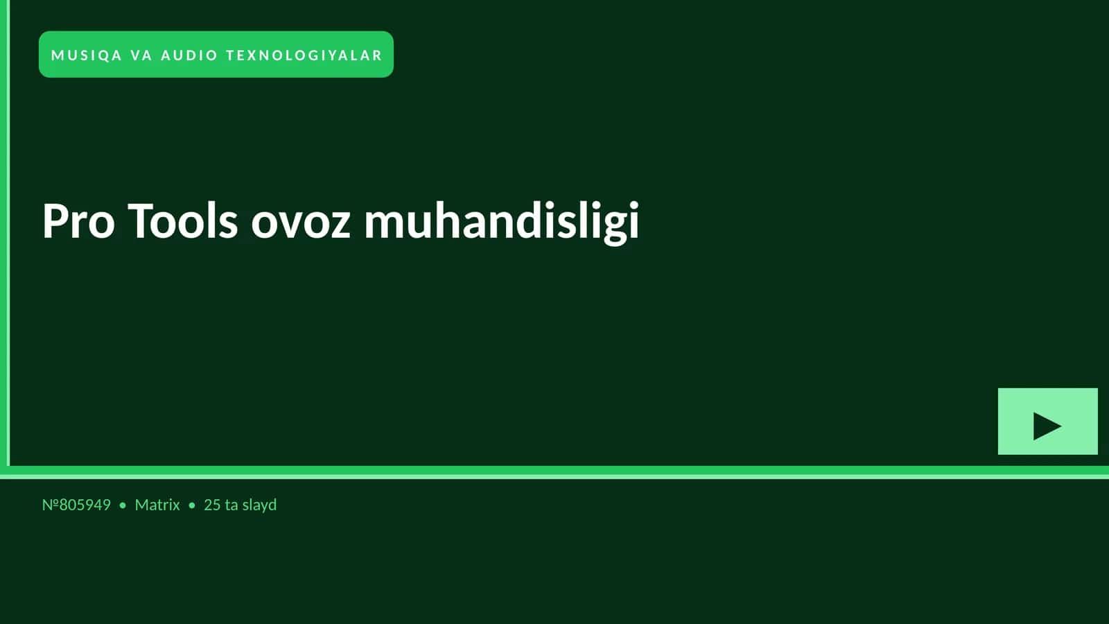 Pro Tools ovoz muhandisligi