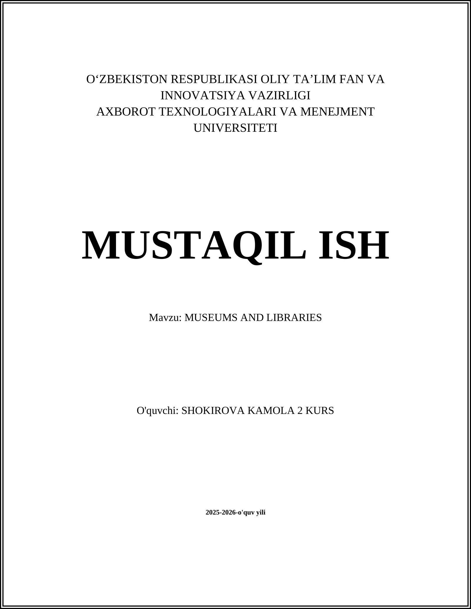 MUSEUMS AND LIBRARIES