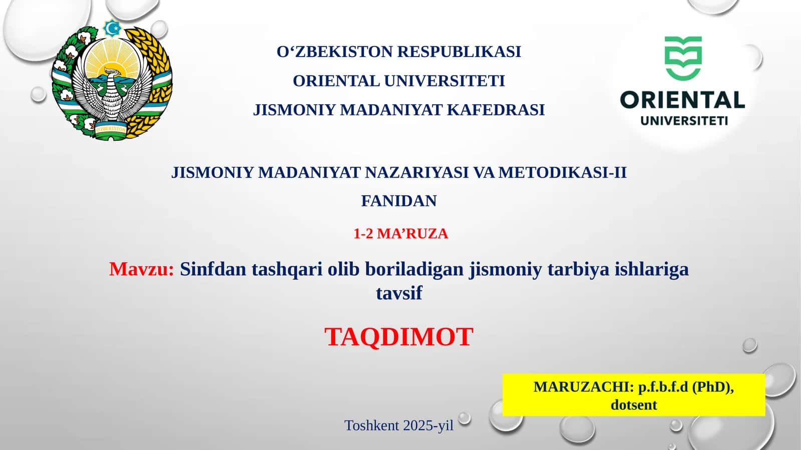 Sinfdan tashqari olib boriladigan jismoniy tarbiya ishlarigatavsif
