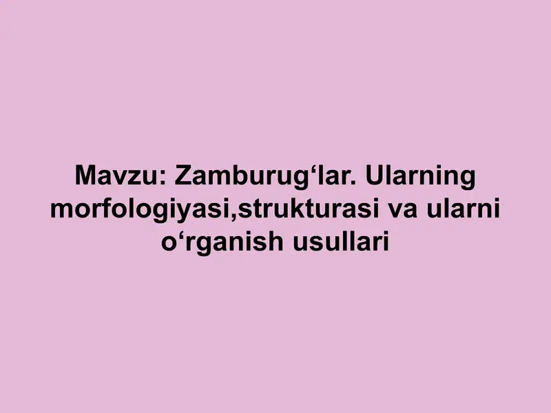 Zamburugʻlar. Ularning morfologiyasi,strukturasi va ularni oʻrganish usullari