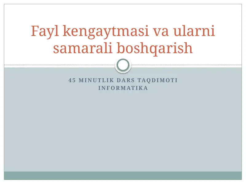 45 minutlik dars taqdimoti
