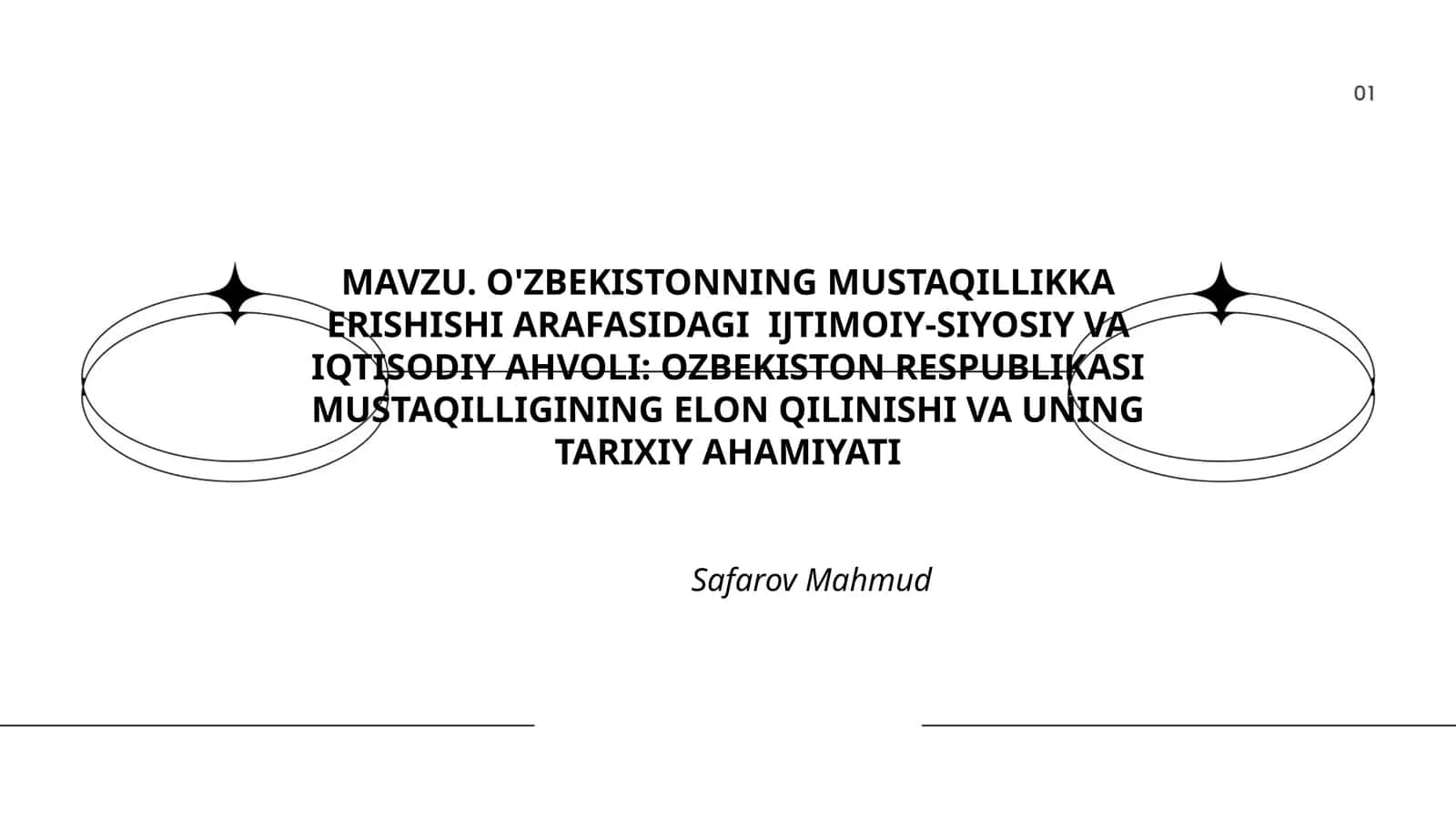 O'ZBEKISTONNING MUSTAQILLIKKA ERISHISHI ARAFASIDAGI IJTIMOIY-SIYOSIY VA IQTISODIY AHVOLI