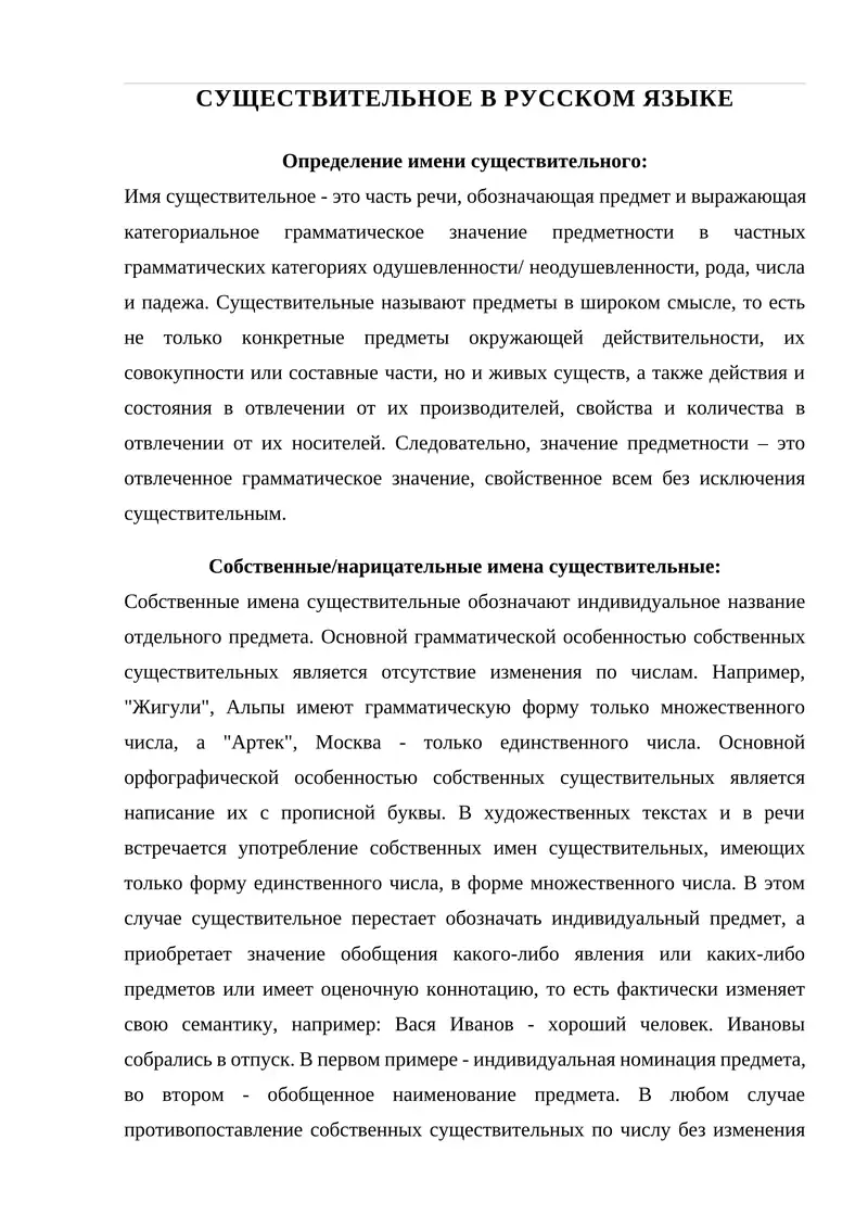 Существительное в русском языке