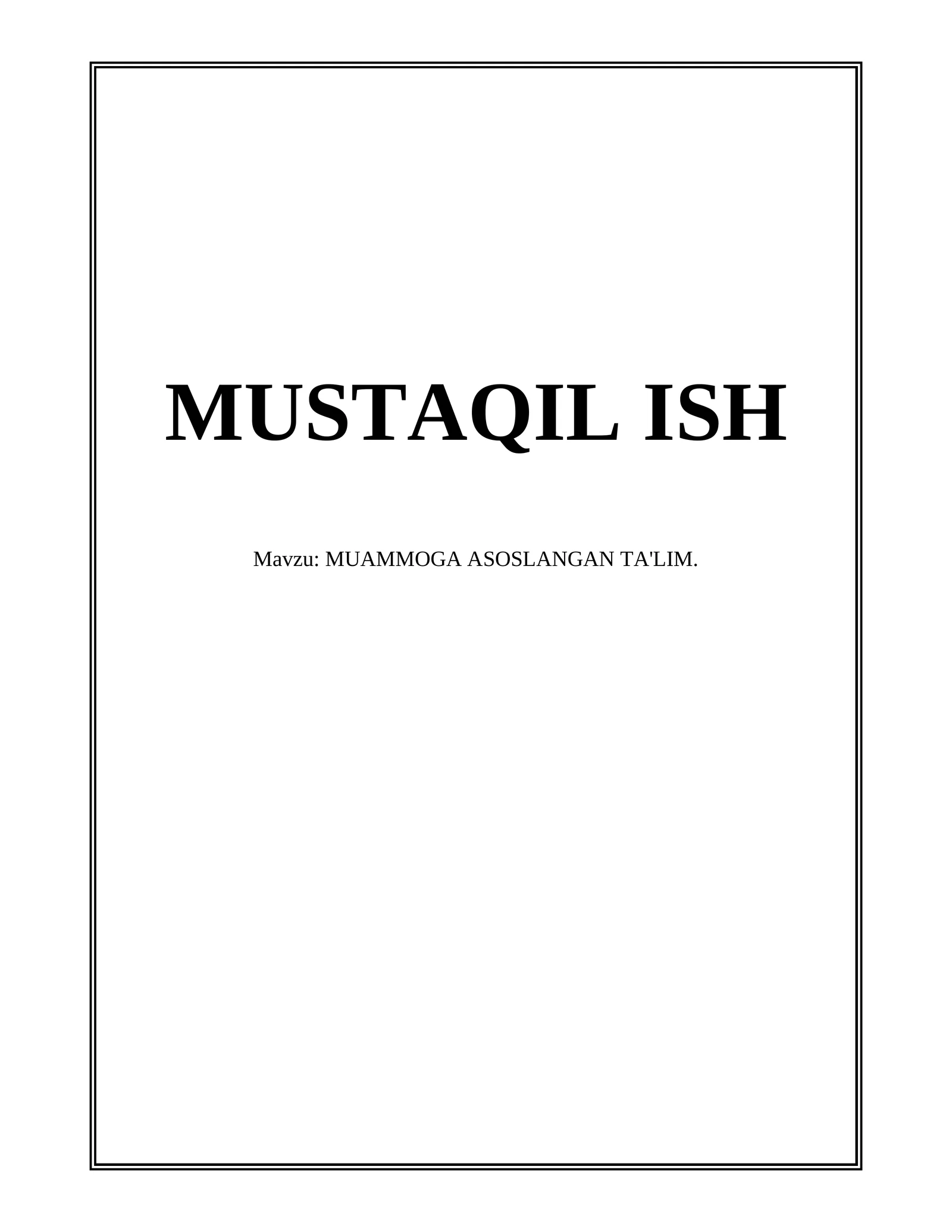 Muammoga asoslangan ta'lim