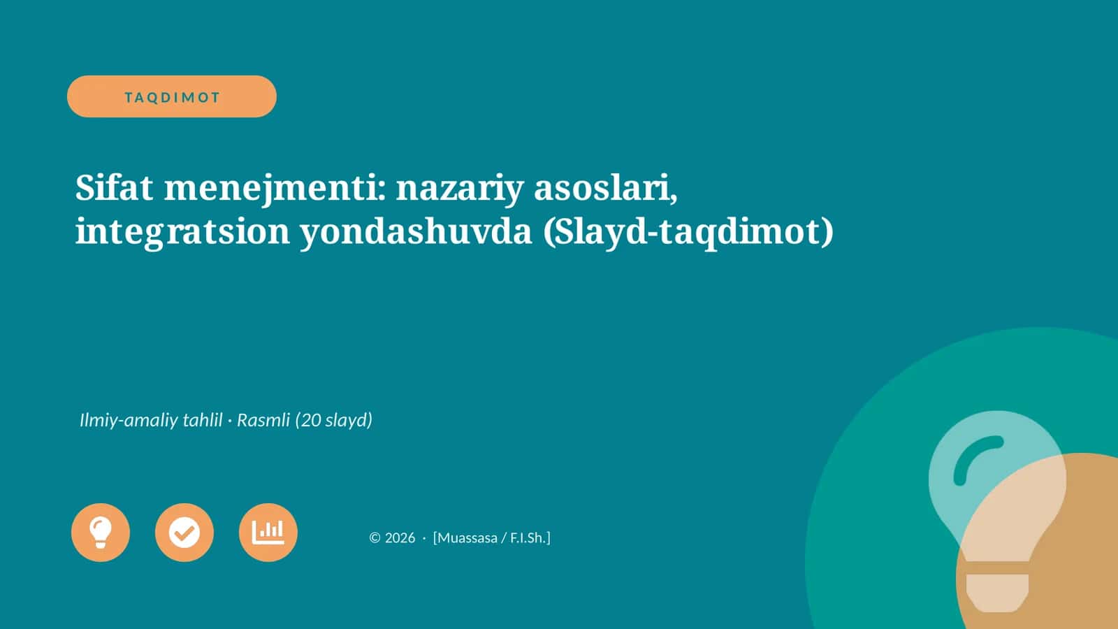 Sifat menejmenti: nazariy asoslari, integratsion yondashuvda (Slayd-taqdimot)