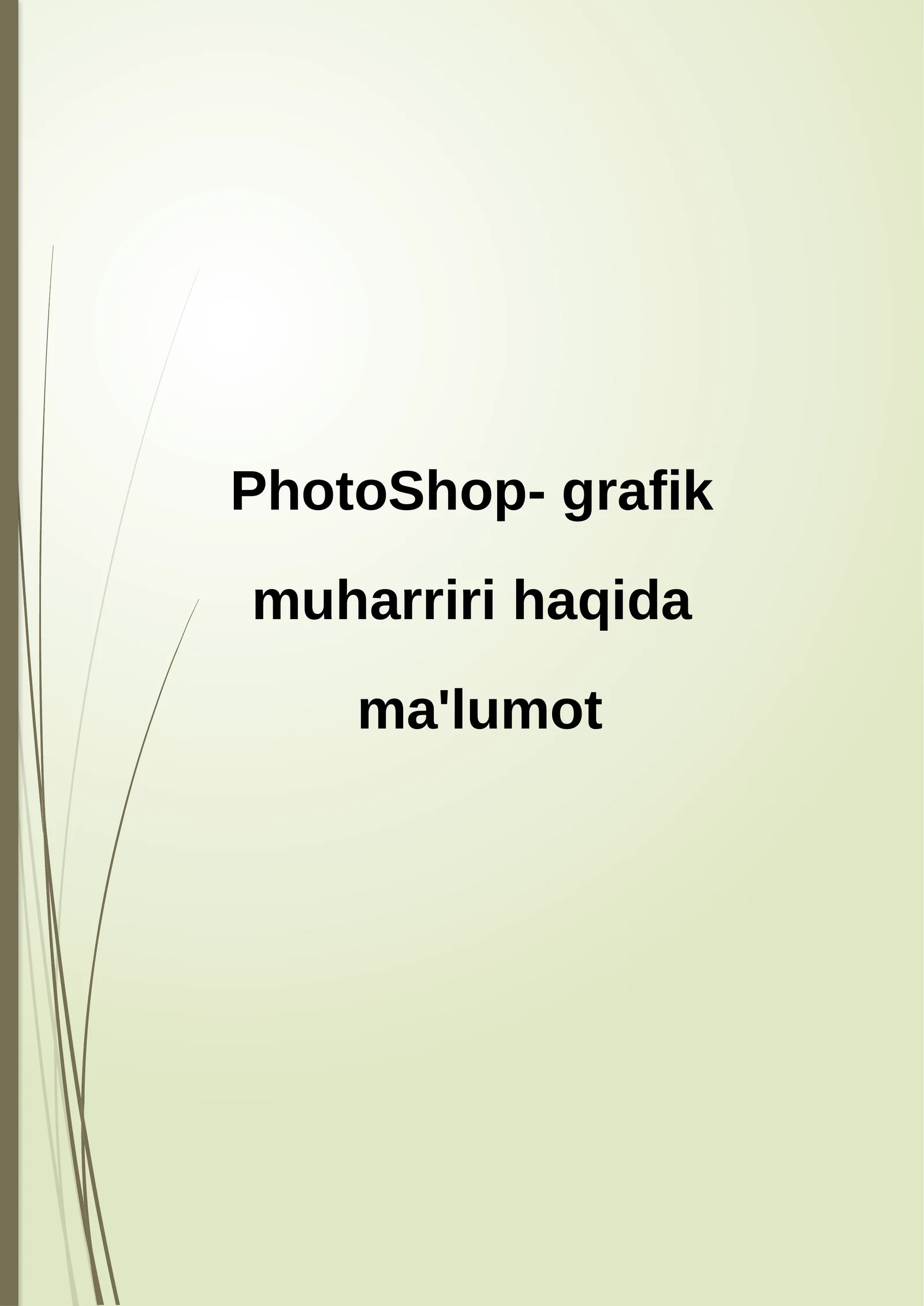 PhotoShop-grafik muharriri haqida ma'lumot