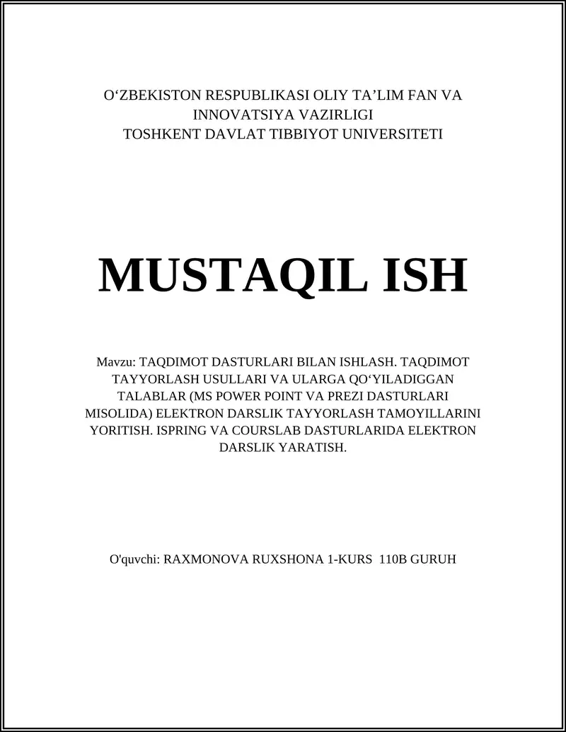 Taqdimot Dasturlari Bilan Ishlash