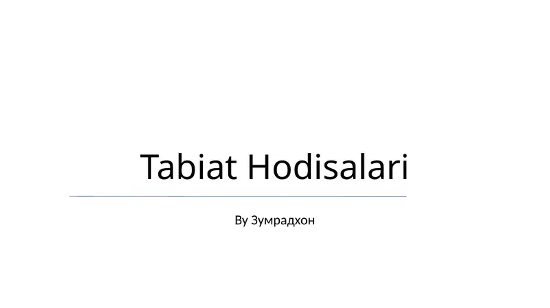 Tabiat Hodisalari