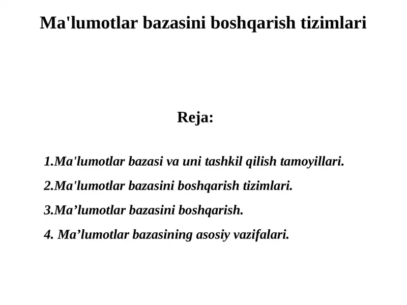 Ma'lumotlar bazasini boshqarish tizimlari