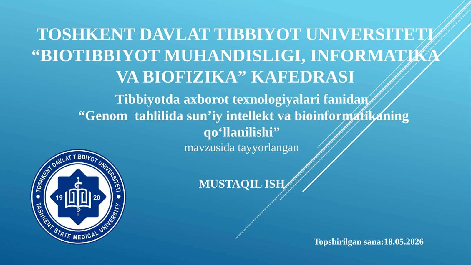 “Genomtahlilidasun’iyintellektvabioinformatikaningqo‘llanilishi”