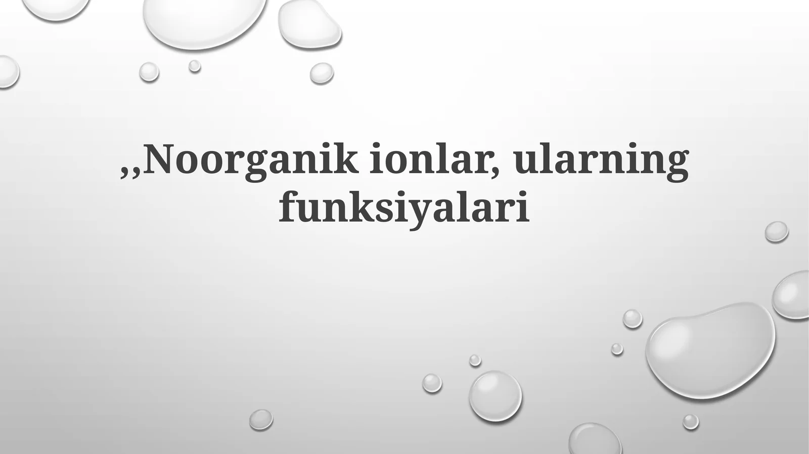 Noorganik ionlar va ularning vazifalari