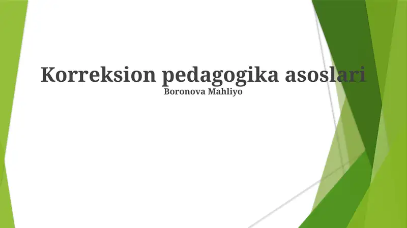 Korreksion pedagogika asoslari