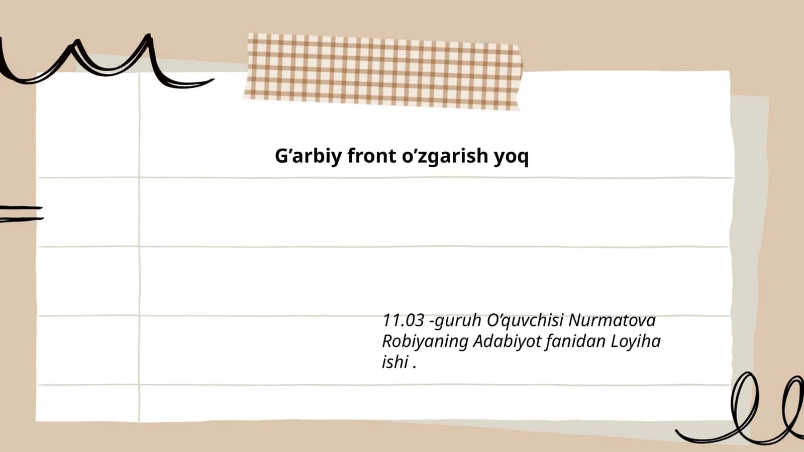 G‘arbiy frontda Joylashgan Harbiy Strategiyalar