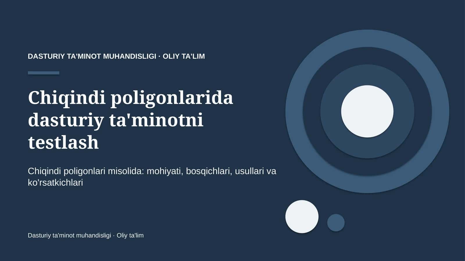 DASTURIY TA'MINOT MUHANDISLIGI · OLIY TA'LIM