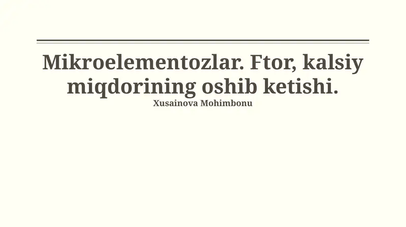 Mikroelementozlar: Ta'rif va Ahamiyati