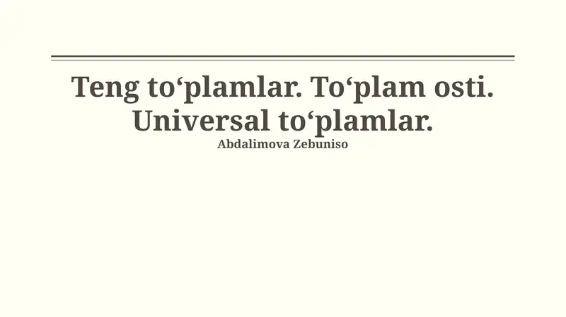 Umumiy to'plamlar