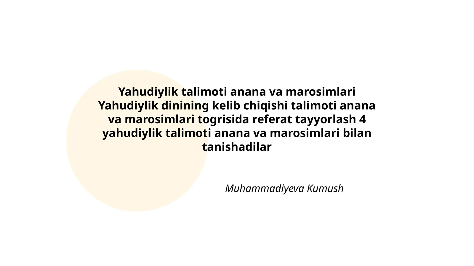 Yahudiylik talimoti anana va marosimlari