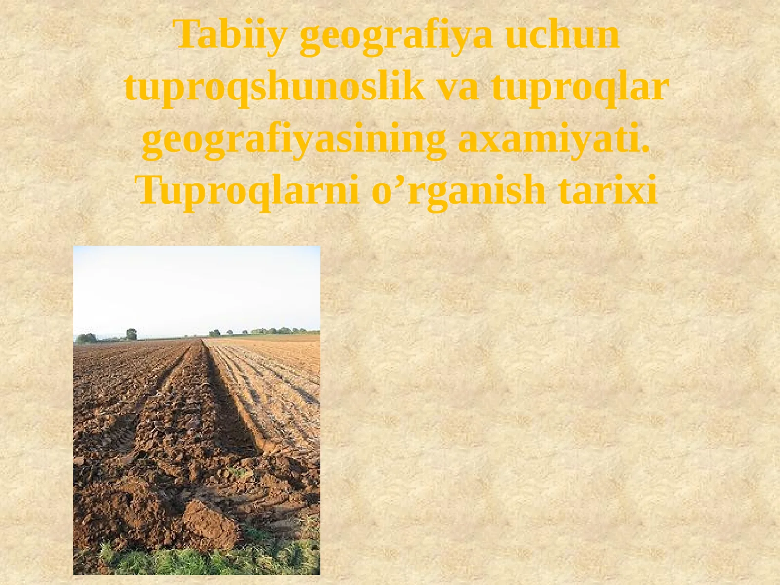 Tabiiy geografiya uchun tuproqshunoslik va tuproqlar geografiyasining axamiyati. Tuproqlarni o’rganish tarixi