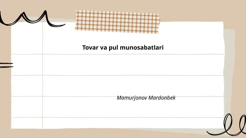 Tovar va pul munosabatlari