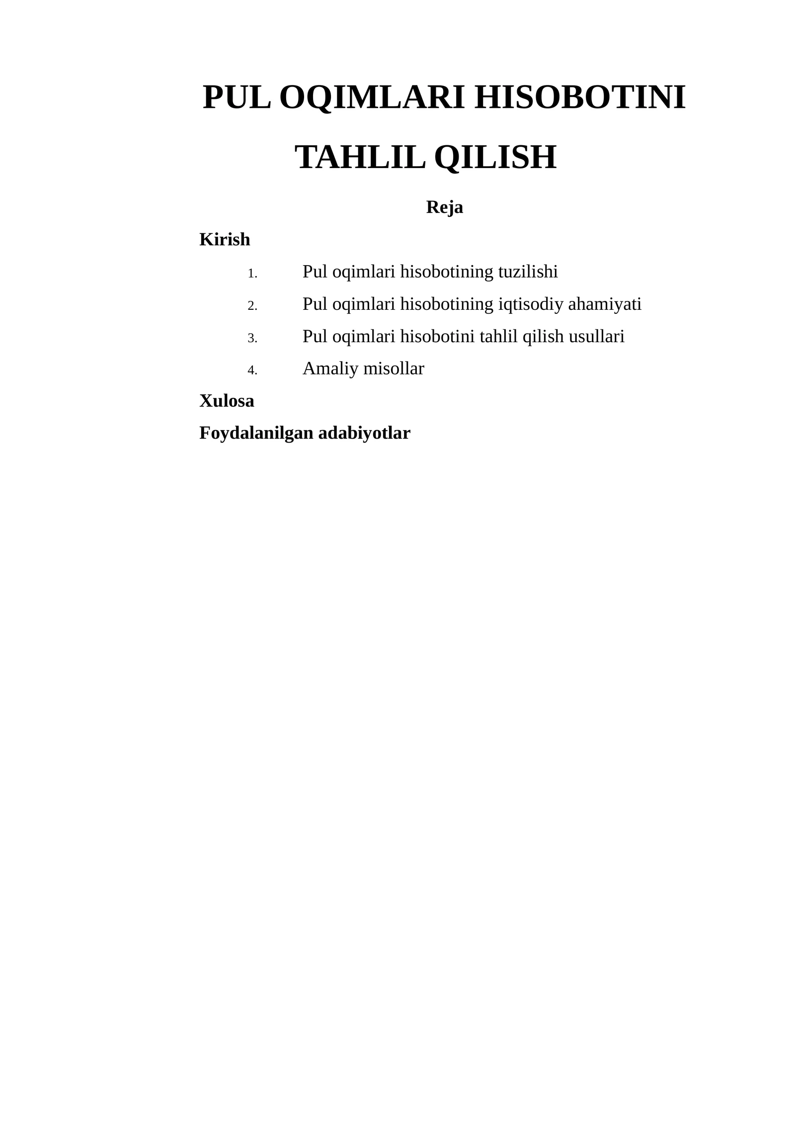 Pul Oqimlari Hisobotini Tahlil Qilish