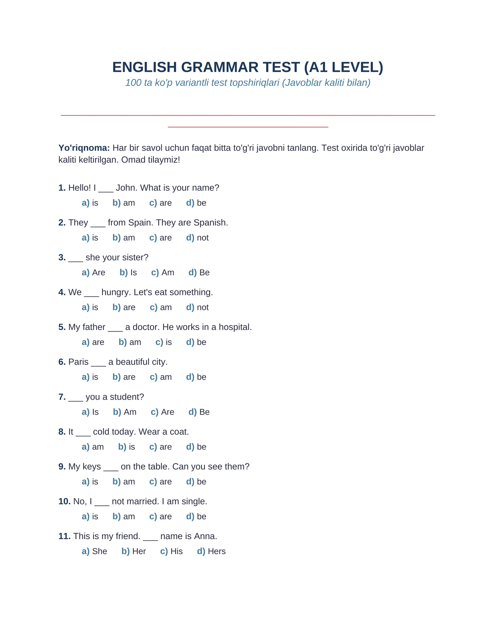 Beneficial tests for (A1 LEVEL)