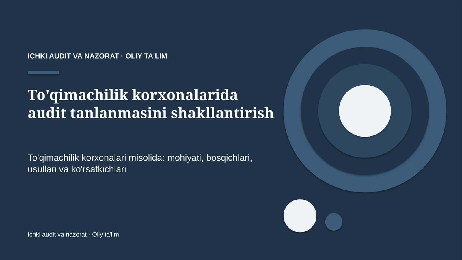 to'qimachilik korxonalarida audit tanlanmasini shakllantirish 5316