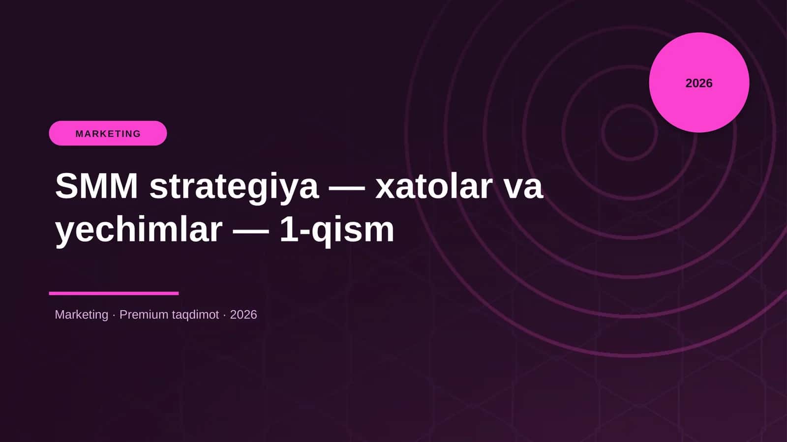SMM strategiya — xatolar va yechimlar — 1-qism