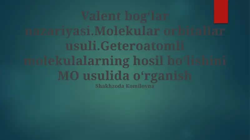 Valent bogʻlar nazariyasi