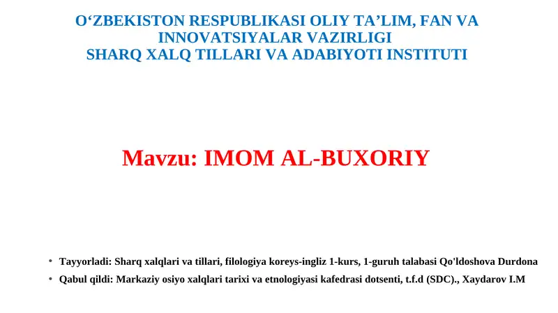 IMOM AL-BUXORIY