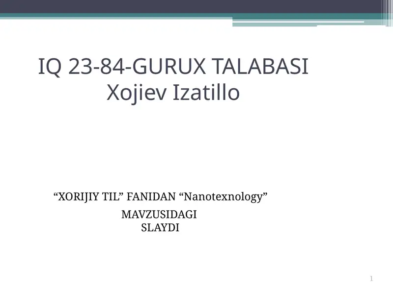 Nanotexnology