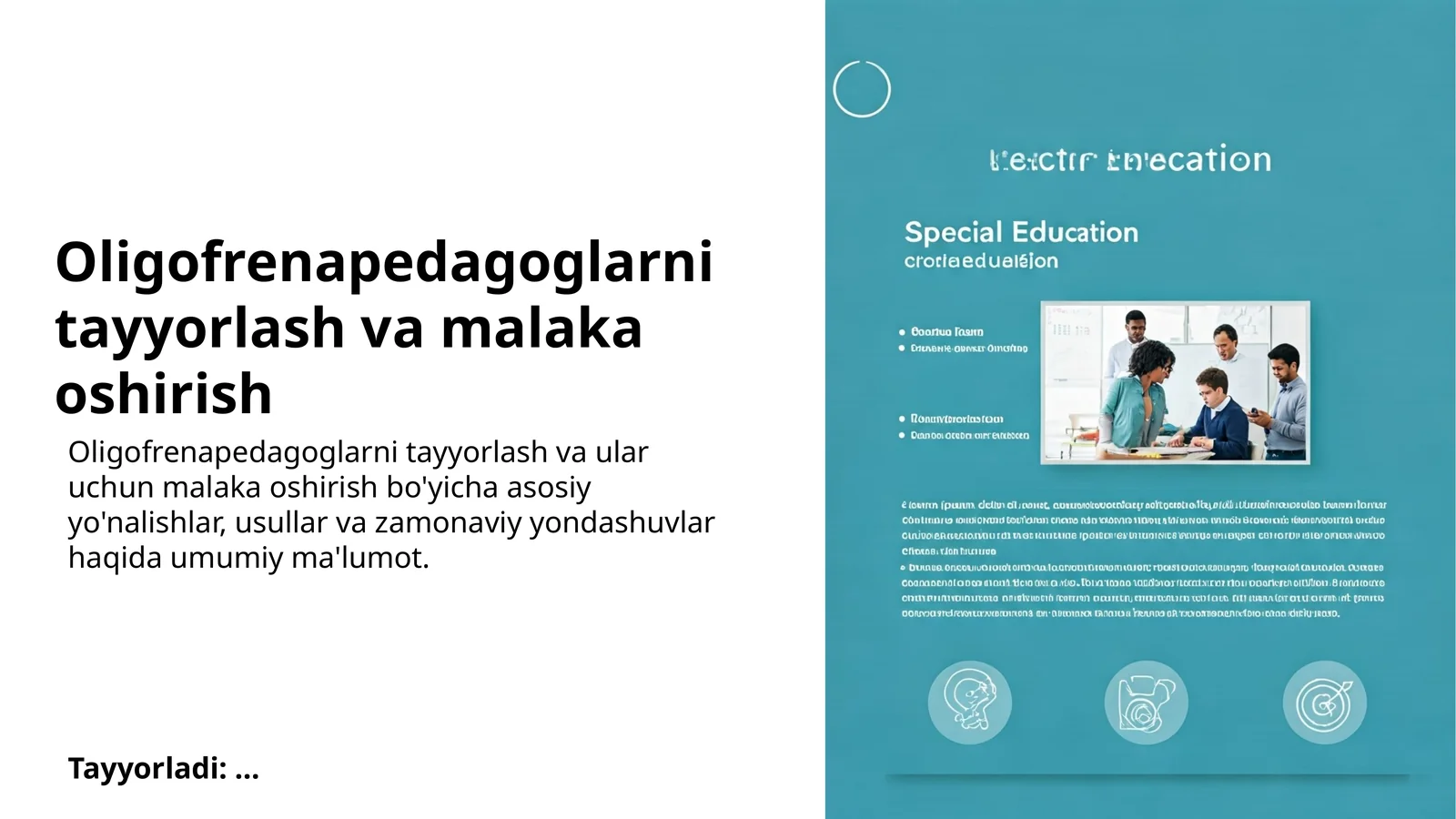 Oligofrenapedagoglarni tayyorlash va malaka oshirish