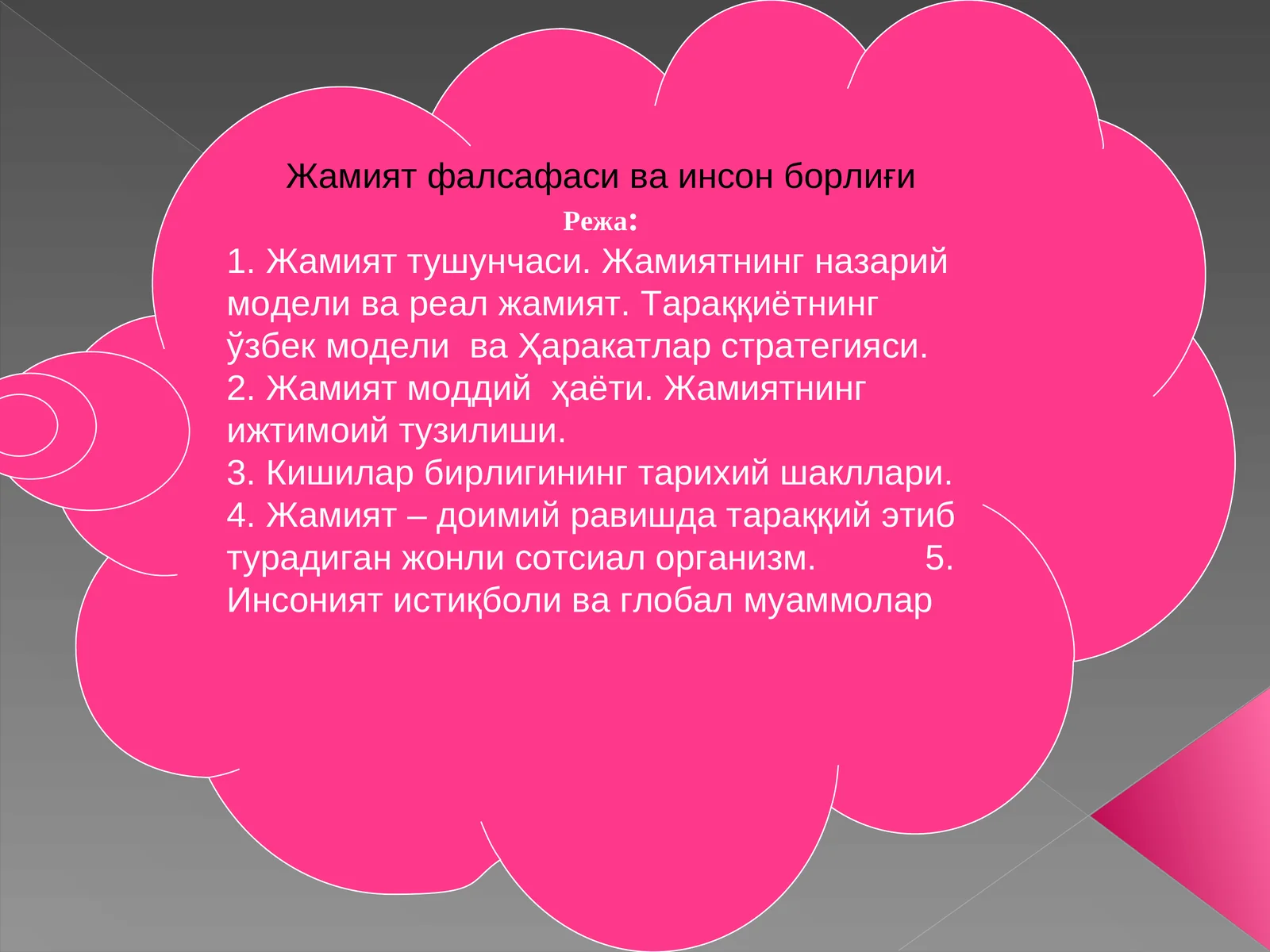 Жамият фалсафаси ва инсон борлиғи